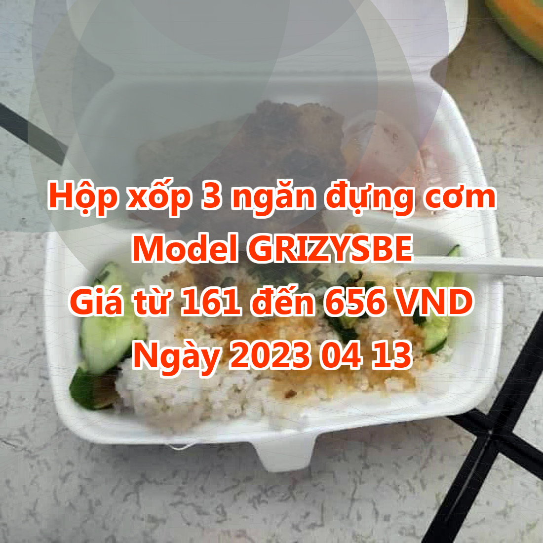 Hộp xốp 3 ngăn đựng cơm - Model GRIZYSBE - Màu Slate Gray