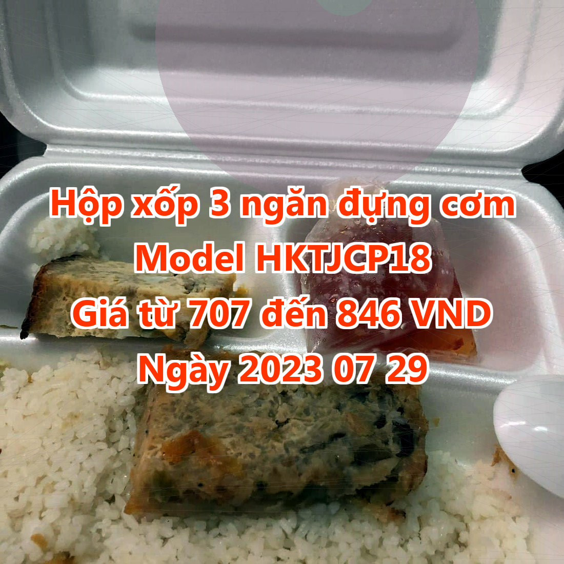 Hộp xốp 3 ngăn đựng cơm - Model HKTJCP18