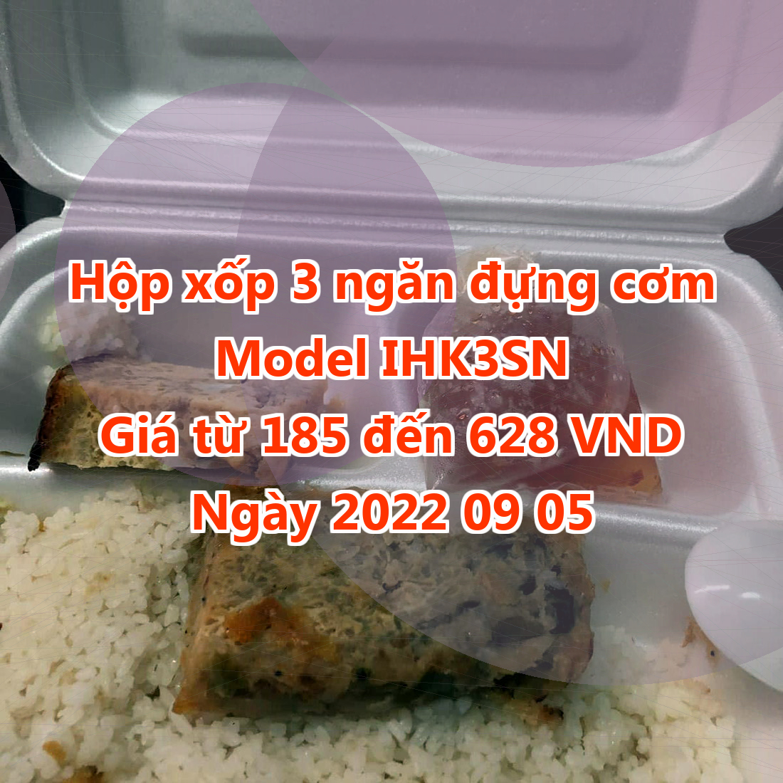 Hộp xốp 3 ngăn đựng cơm - Model IHK3SN