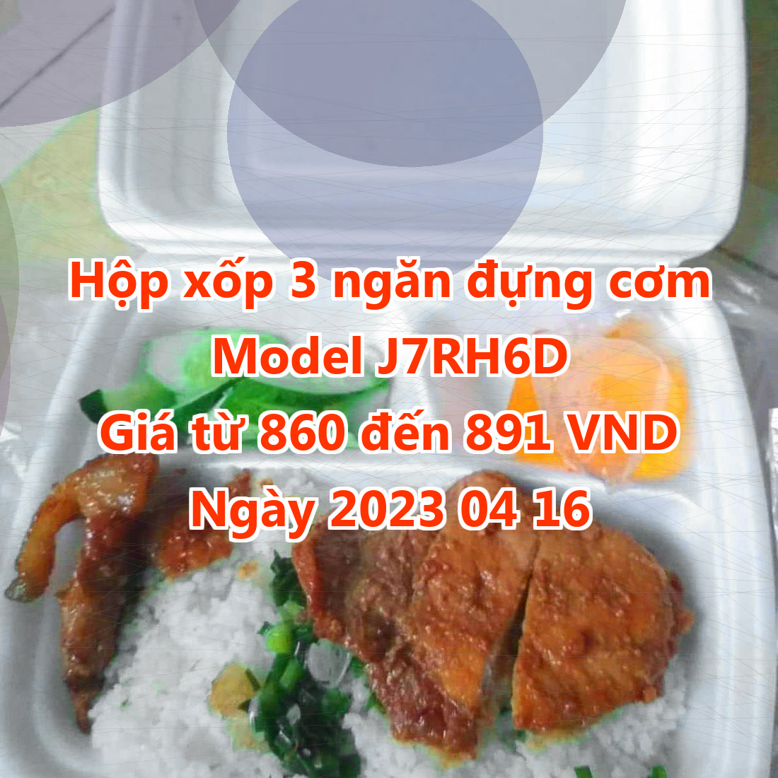 Hộp xốp 3 ngăn đựng cơm - Model J7RH6D