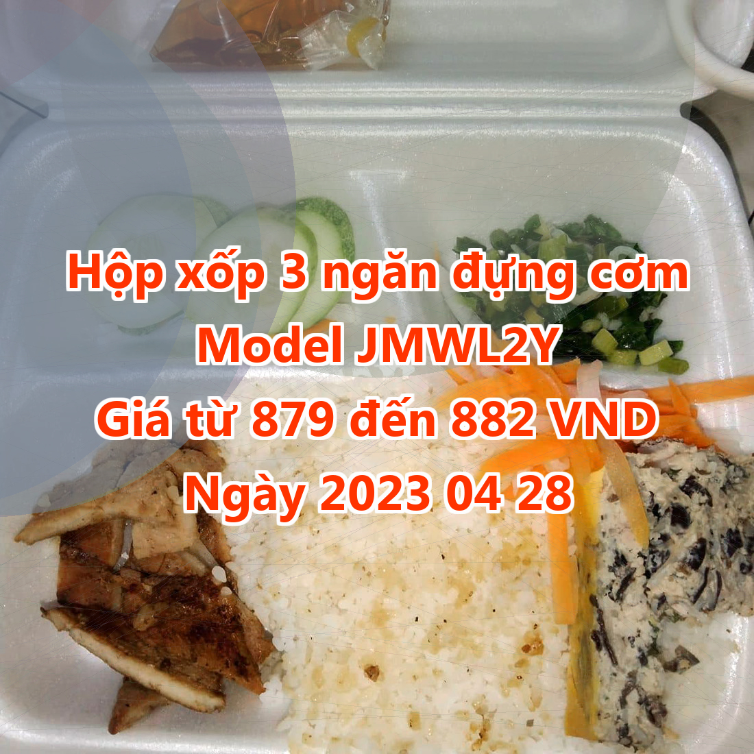 Hộp xốp 3 ngăn đựng cơm - Model JMWL2Y