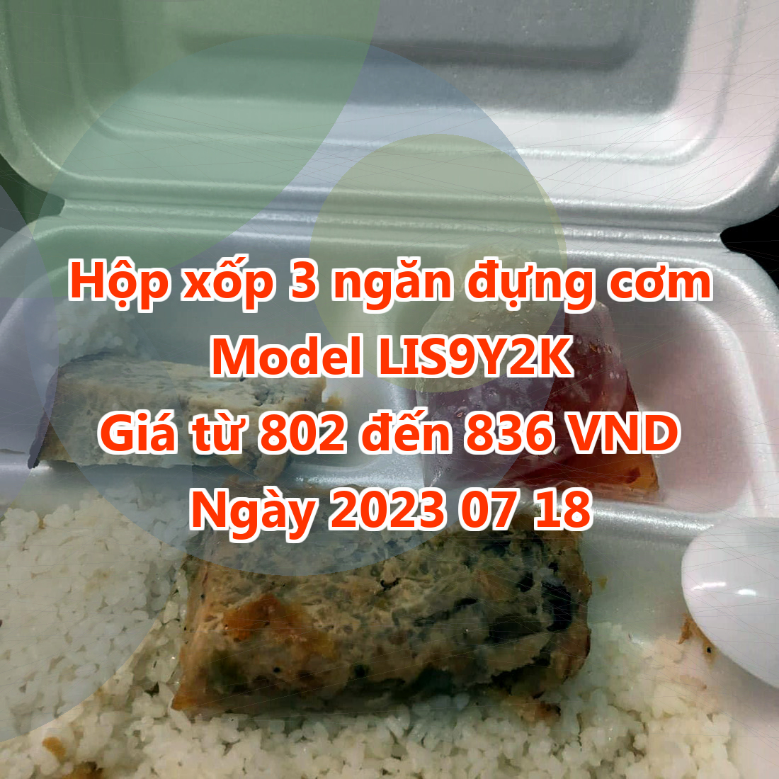 Hộp xốp 3 ngăn đựng cơm - Model LIS9Y2K - Giá 802 đồng