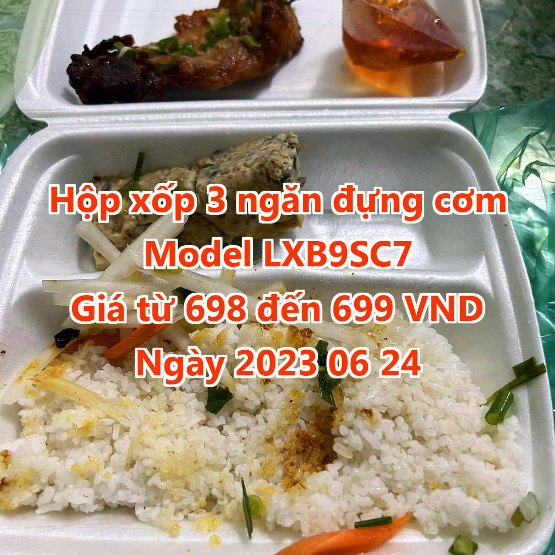 Hộp xốp 3 ngăn đựng cơm - Model LXB9SC7