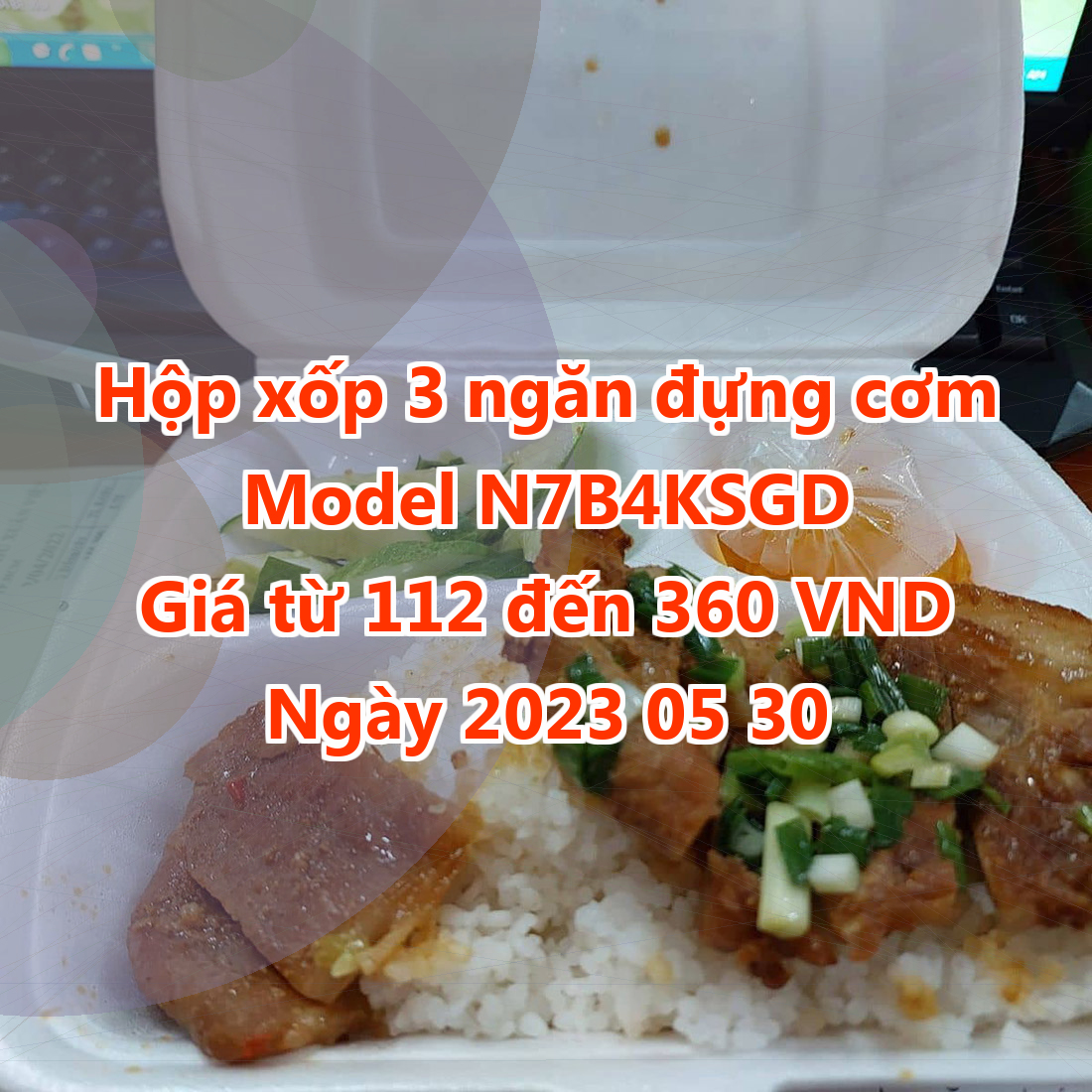 Hộp xốp 3 ngăn đựng cơm - Model N7B4KSGD