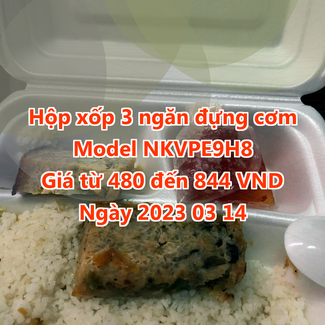 Hộp xốp 3 ngăn đựng cơm - Model NKVPE9H8