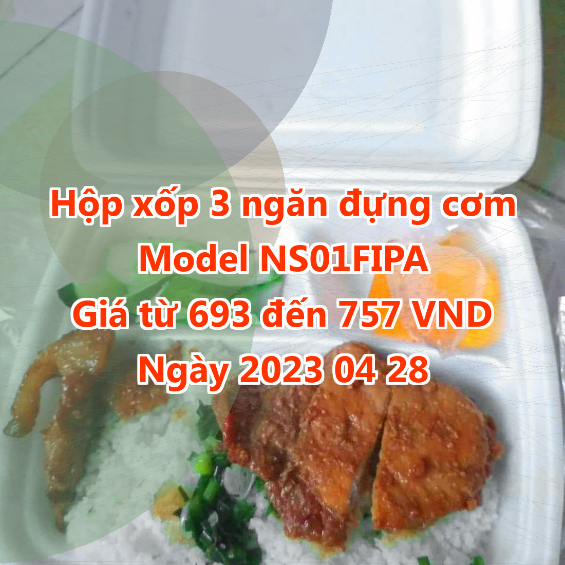 Hộp xốp 3 ngăn đựng cơm - Model NS01FIPA