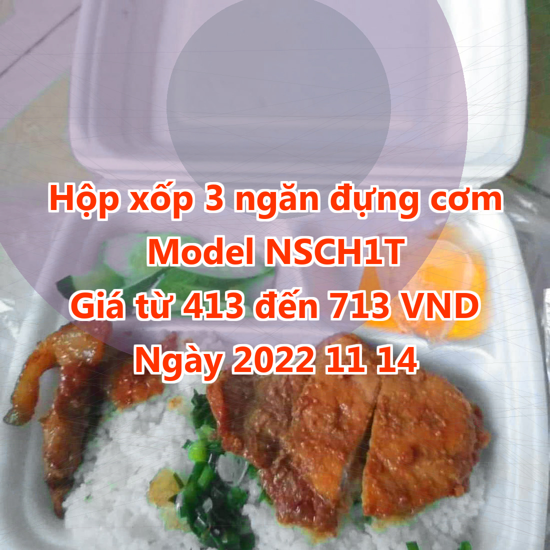 Hộp xốp 3 ngăn đựng cơm - Model NSCH1T