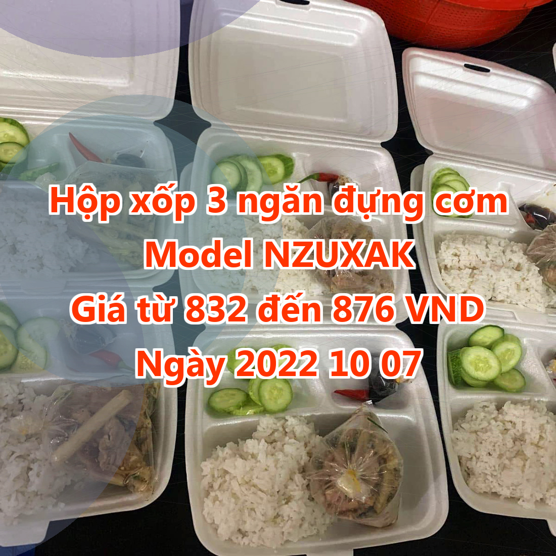 Hộp xốp 3 ngăn đựng cơm - Model NZUXAK