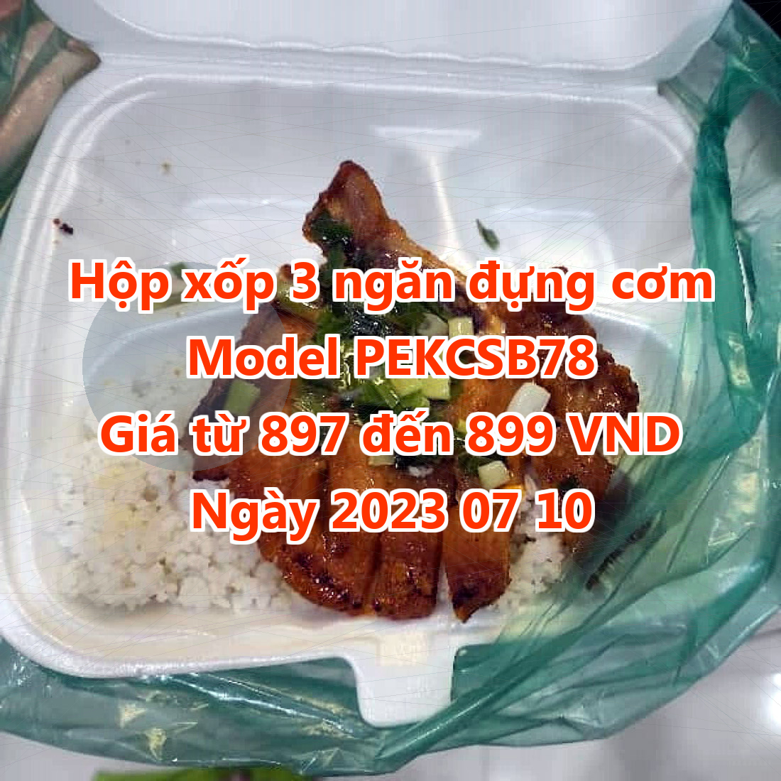 Hộp xốp 3 ngăn đựng cơm - Model PEKCSB78