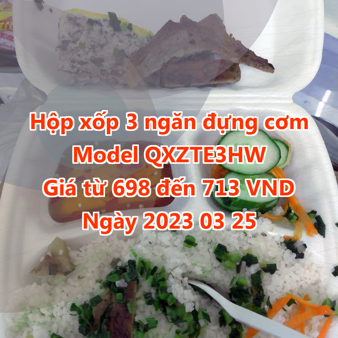 Hộp xốp 3 ngăn đựng cơm - Model QXZTE3HW