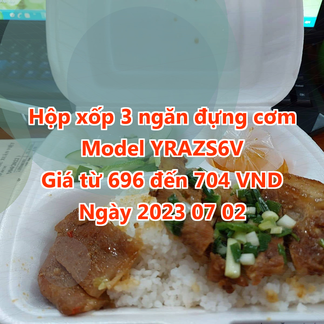 Hộp xốp 3 ngăn đựng cơm - Model YRAZS6V