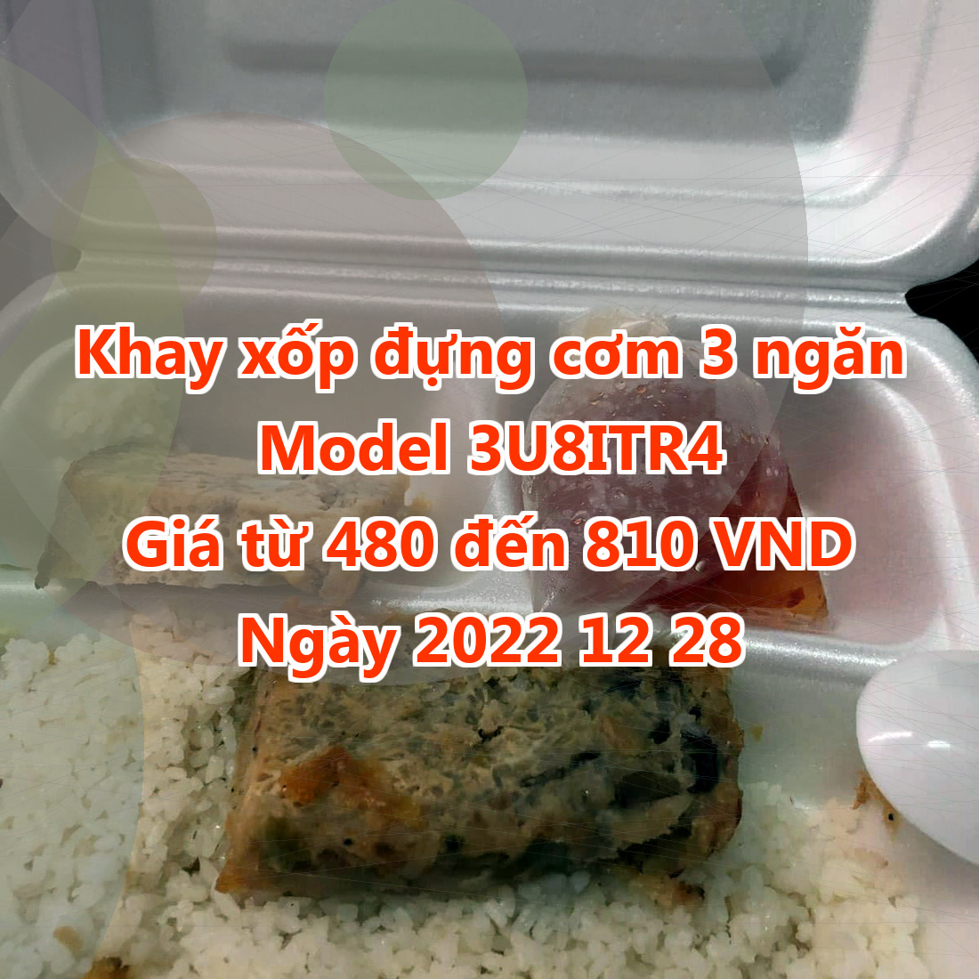 Khay xốp đựng cơm 3 ngăn - Model 3U8ITR4