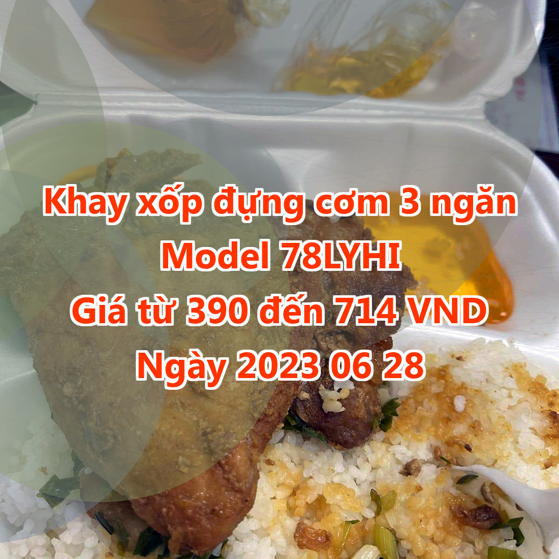 Khay xốp đựng cơm 3 ngăn - Model 78LYHI - Màu Dark Gray