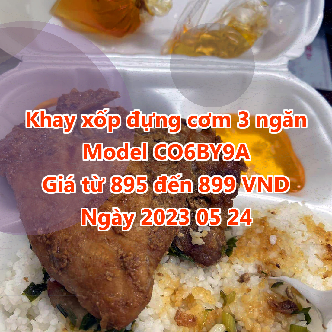 Khay xốp đựng cơm 3 ngăn - Model CO6BY9A