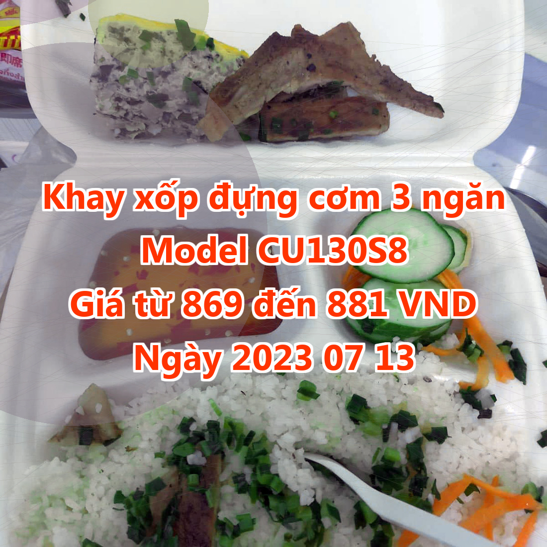 Khay xốp đựng cơm 3 ngăn - Model CU130S8