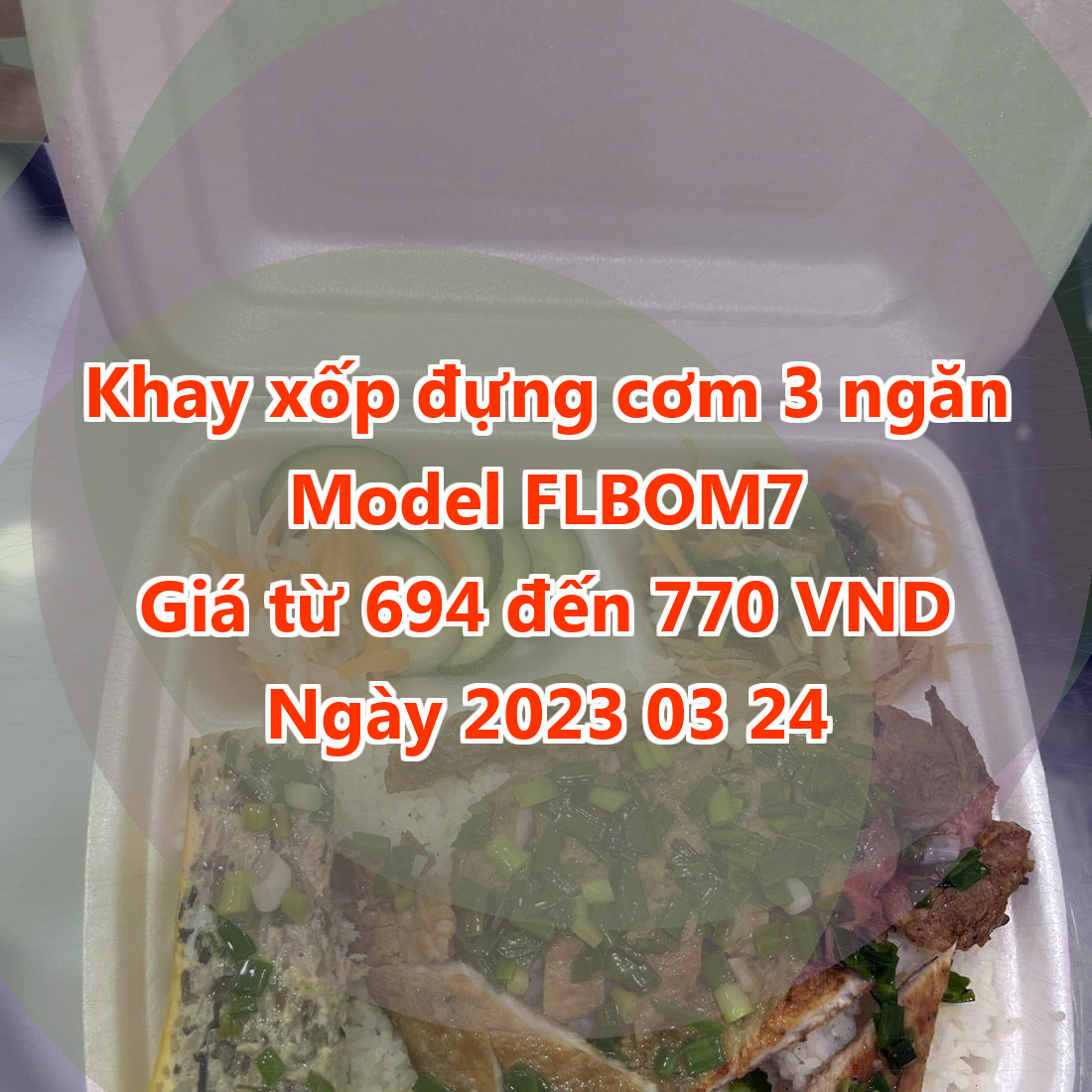 Khay xốp đựng cơm 3 ngăn - Model FLBOM7 - Màu Dark Orchid