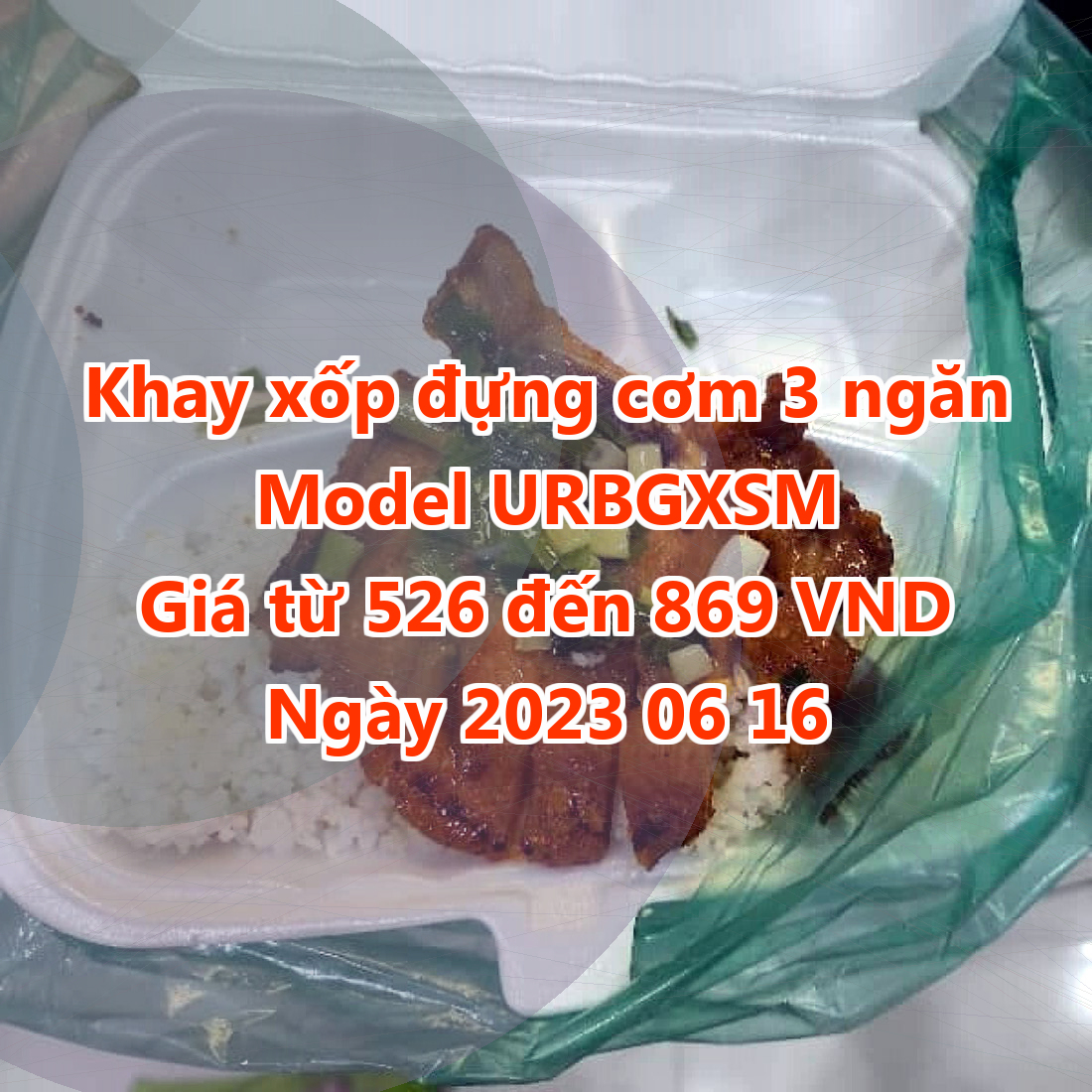 Khay xốp đựng cơm 3 ngăn - Model URBGXSM - Màu Snow