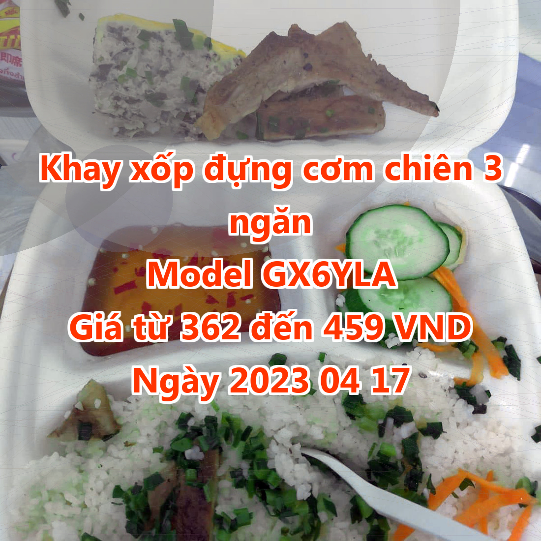 Khay xốp đựng cơm chiên 3 ngăn - Model GX6YLA