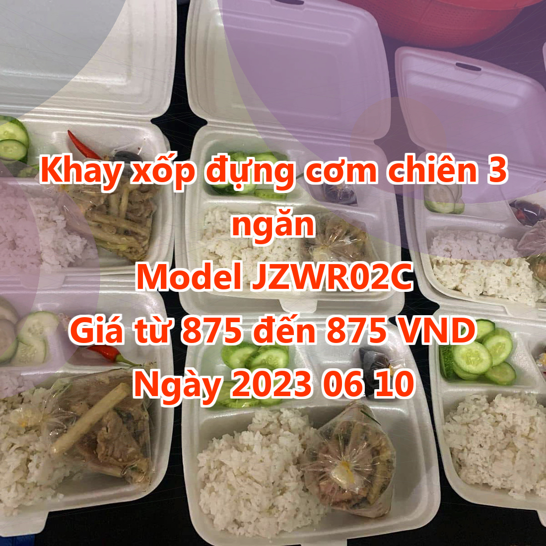 Khay xốp đựng cơm chiên 3 ngăn - Model JZWR02C