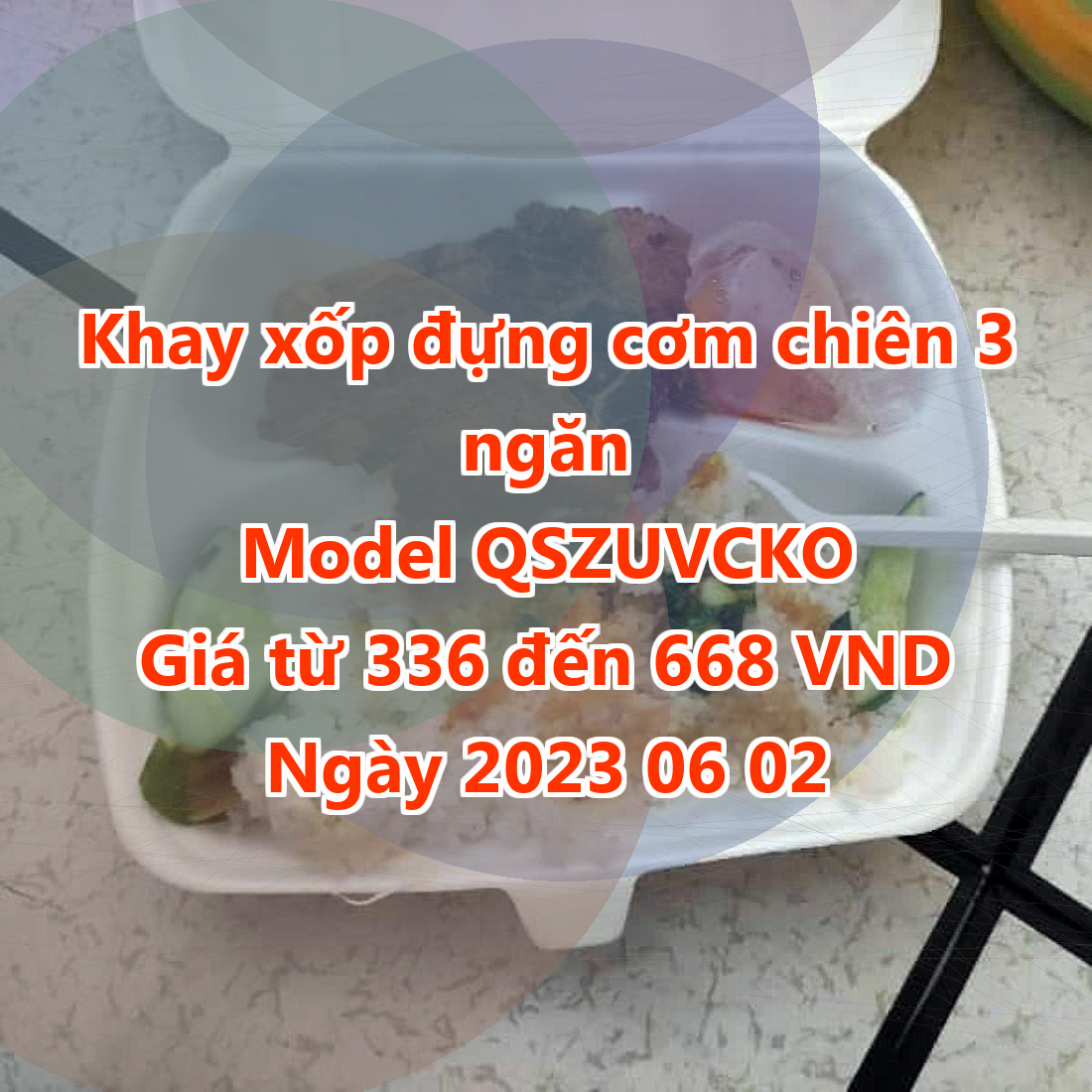 Khay xốp đựng cơm chiên 3 ngăn - Model QSZUVCKO - Màu Powder Blue