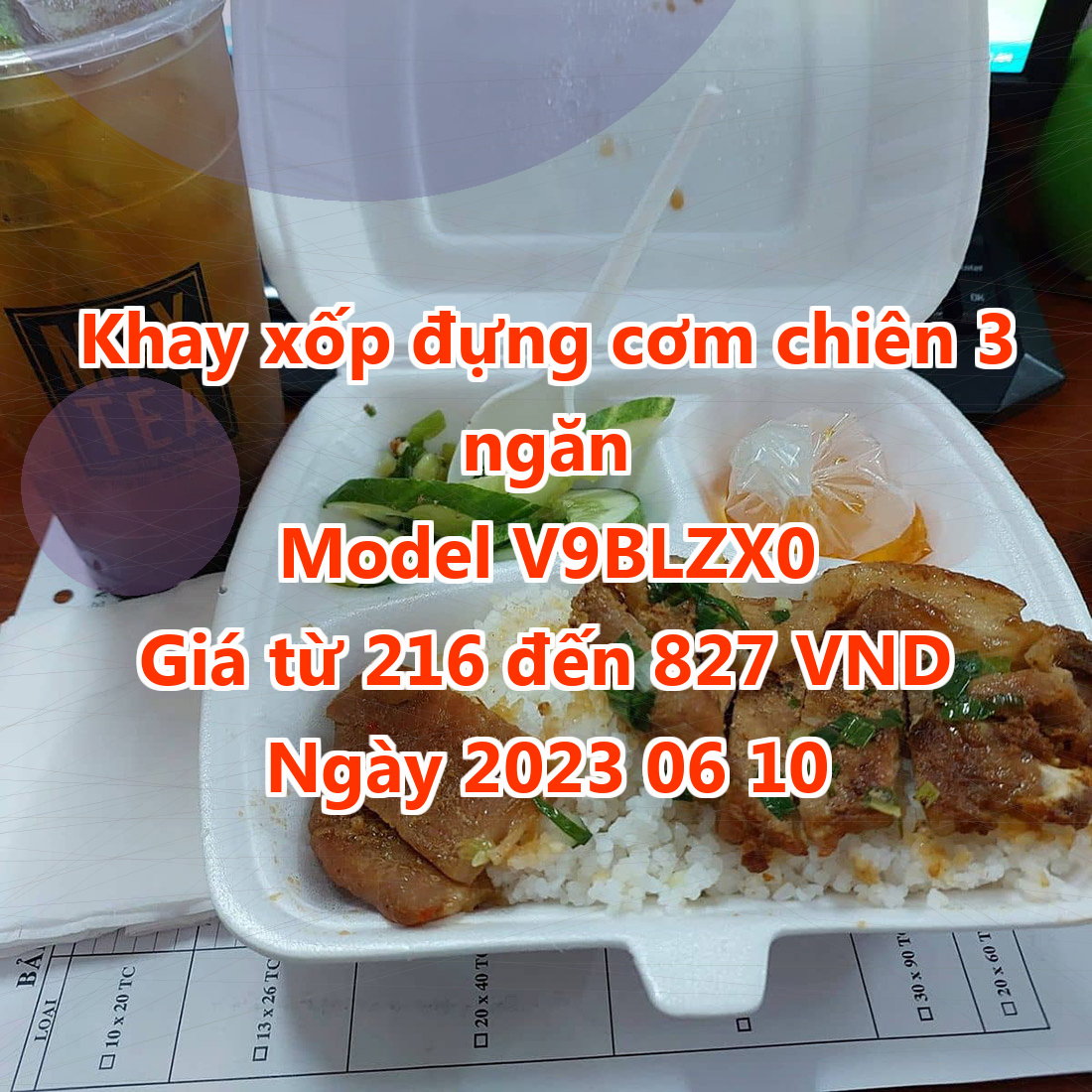 Khay xốp đựng cơm chiên 3 ngăn - Model V9BLZX0