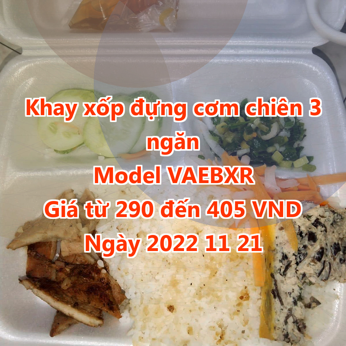 Khay xốp đựng cơm chiên 3 ngăn - Model VAEBXR