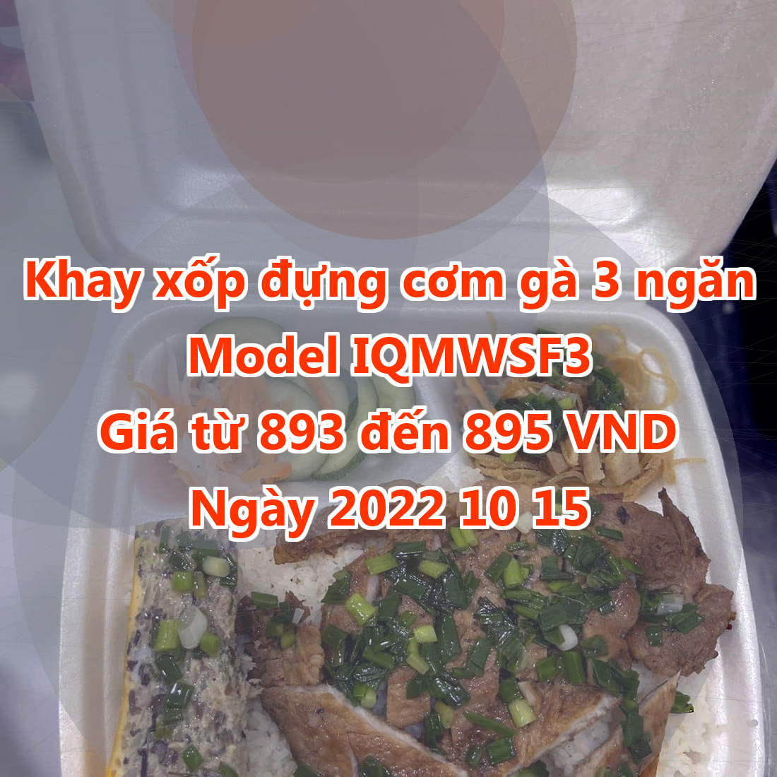 Khay xốp đựng cơm gà 3 ngăn - Model IQMWSF3 - Màu Violet