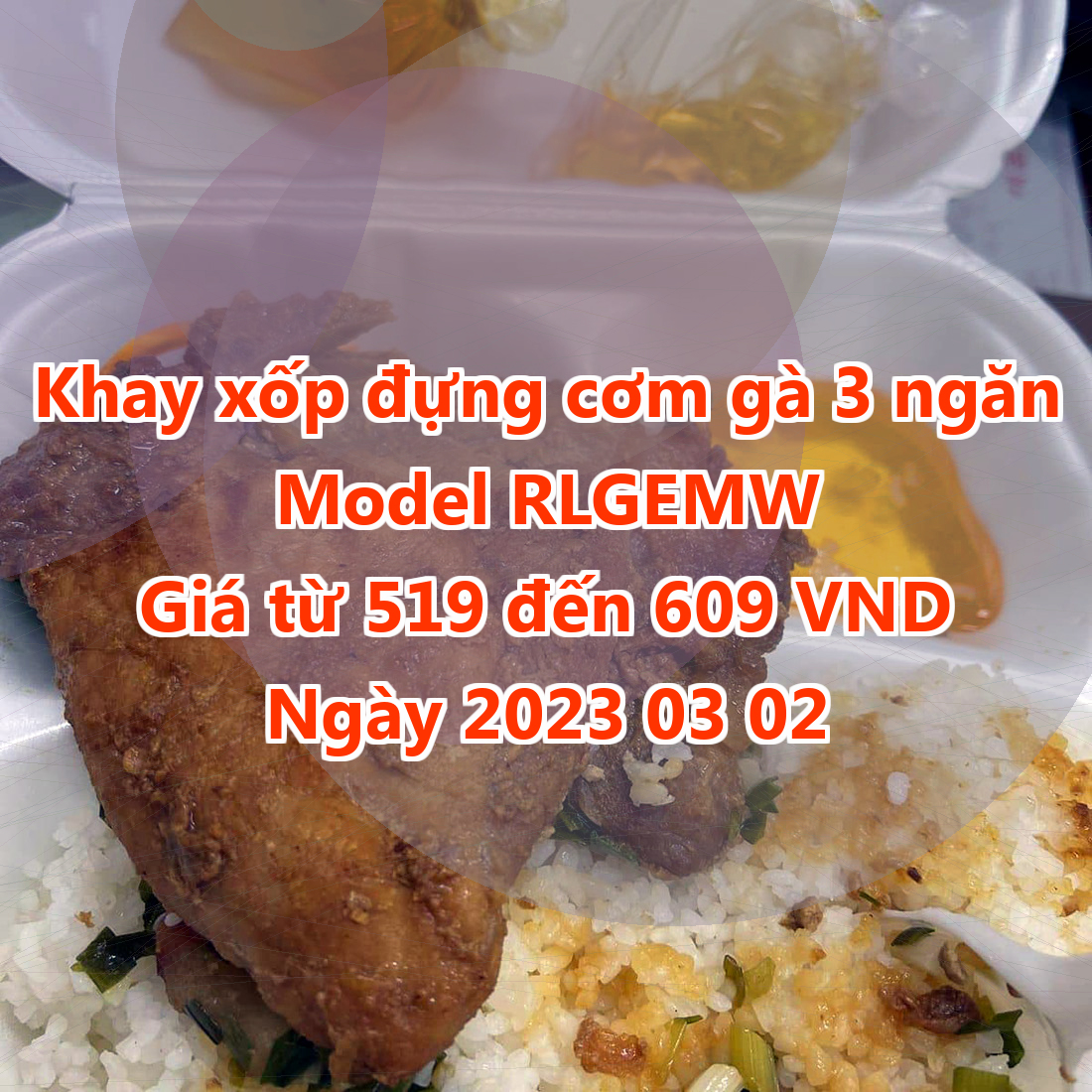 Khay xốp đựng cơm gà 3 ngăn - Model RLGEMW