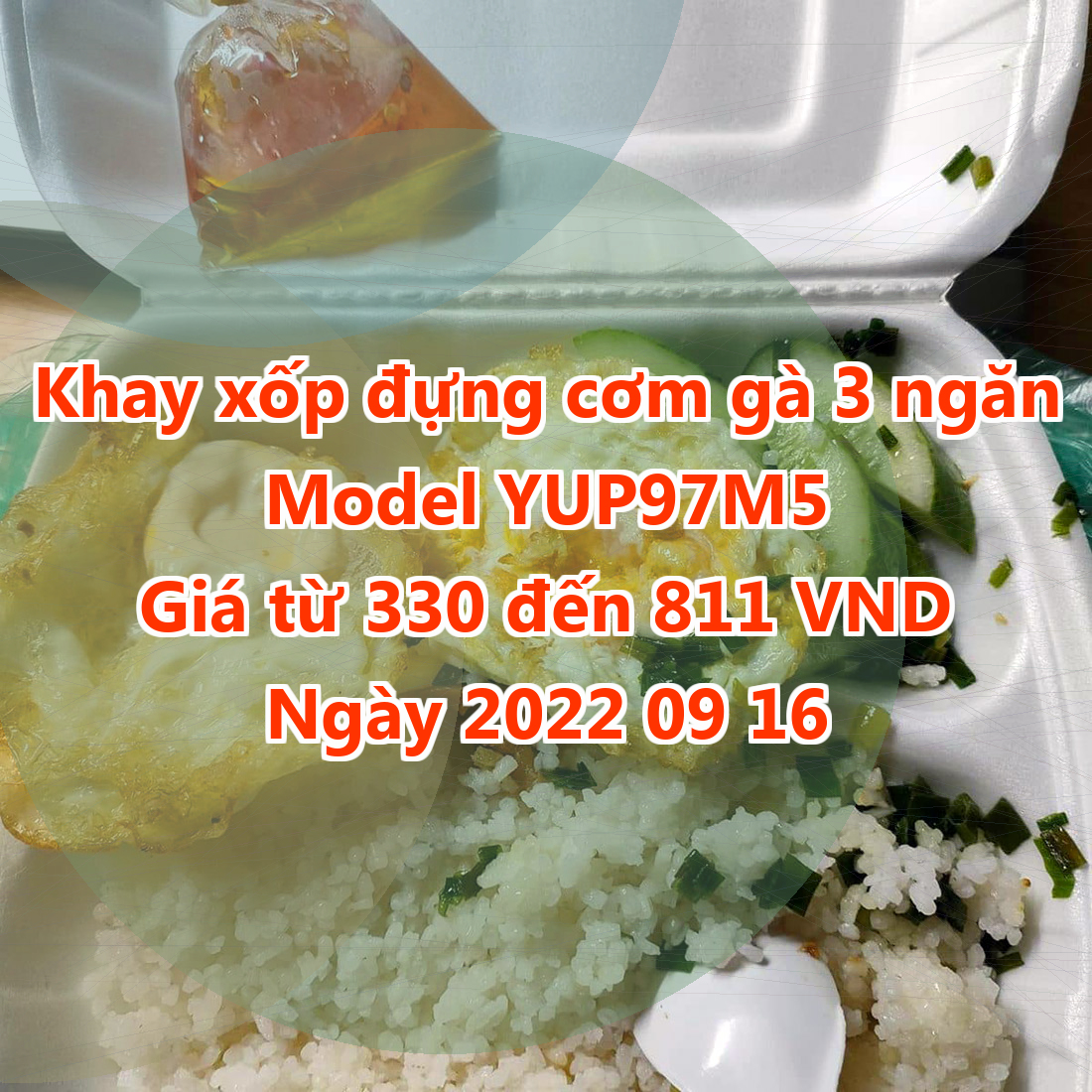 Khay xốp đựng cơm gà 3 ngăn - Model YUP97M5