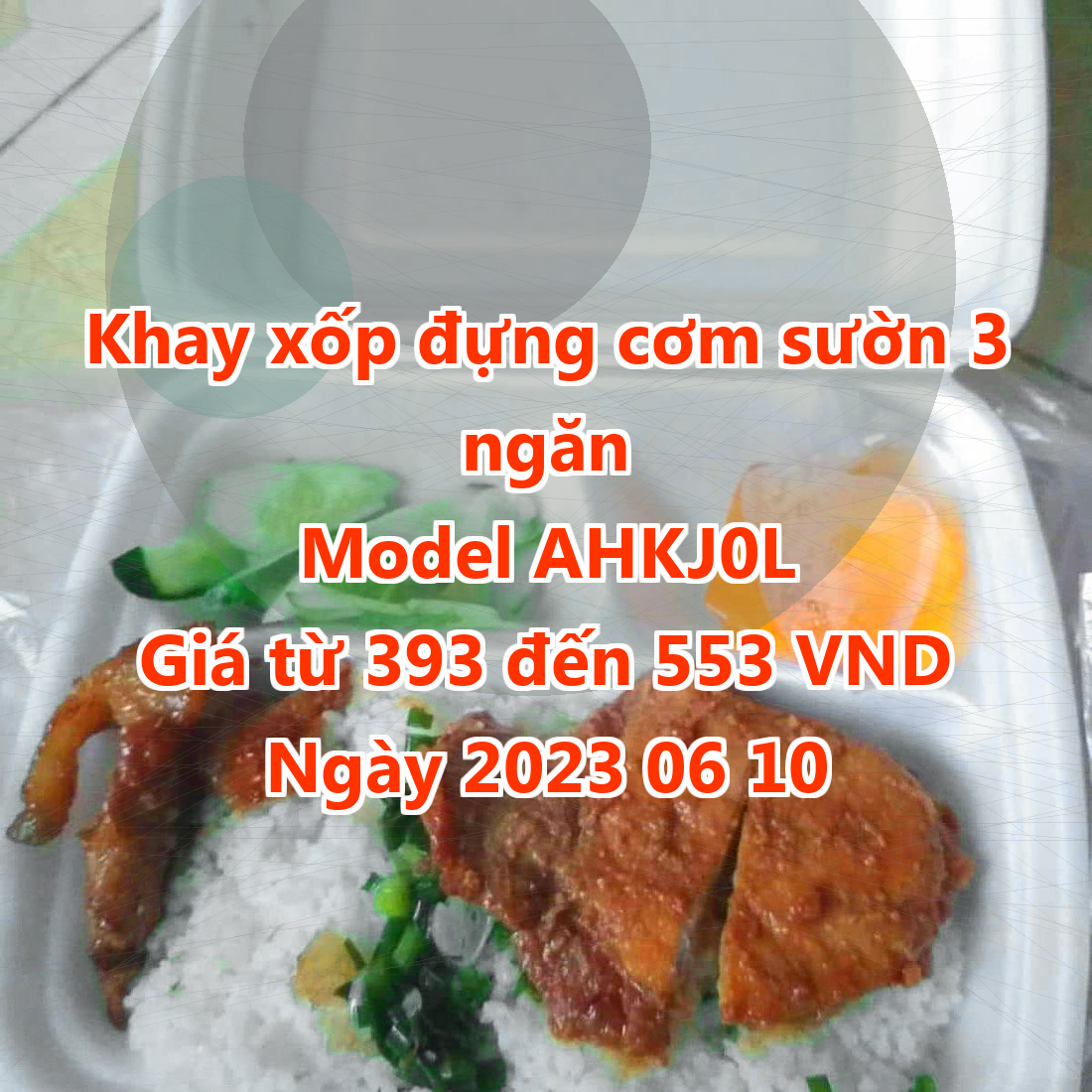 Khay xốp đựng cơm sườn 3 ngăn - Model AHKJ0L