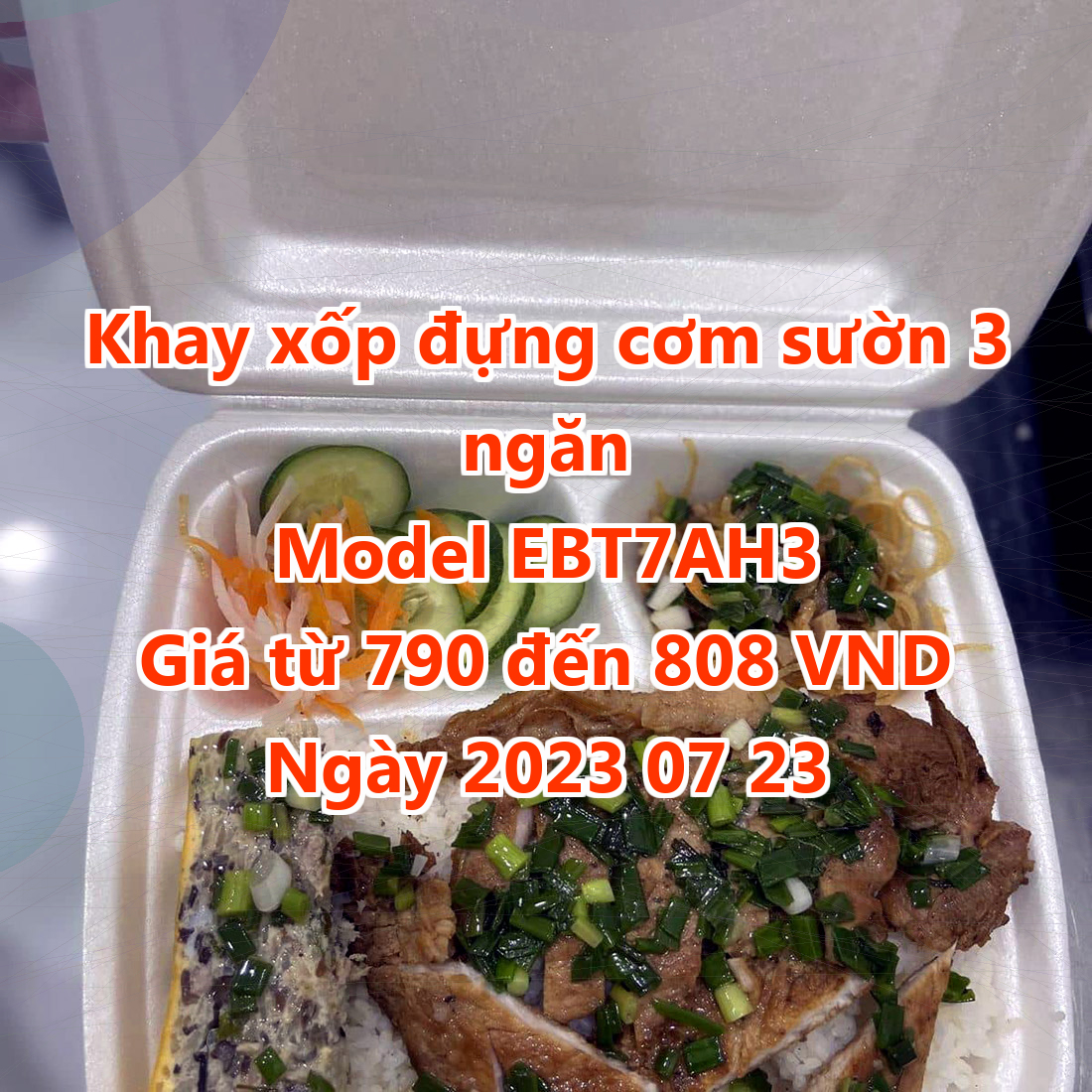 Khay xốp đựng cơm sườn 3 ngăn - Model EBT7AH3 - Màu Spring Green