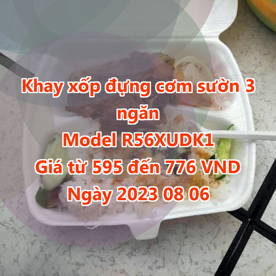 Khay xốp đựng cơm sườn 3 ngăn - Model R56XUDK1