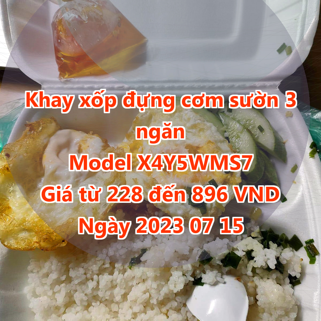 Khay xốp đựng cơm sườn 3 ngăn - Model X4Y5WMS7