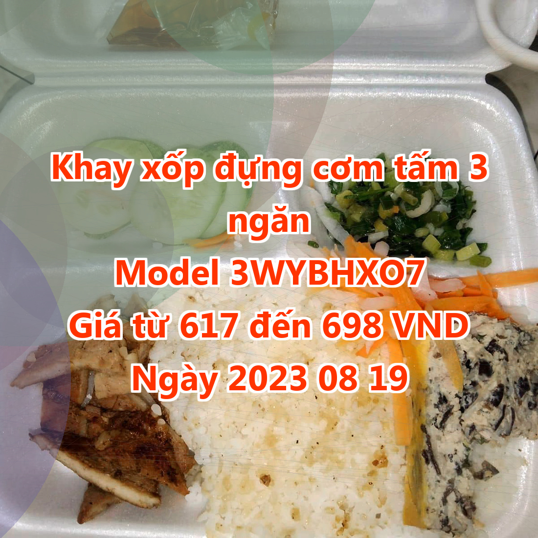 Khay xốp đựng cơm tấm 3 ngăn - Model 3WYBHXO7