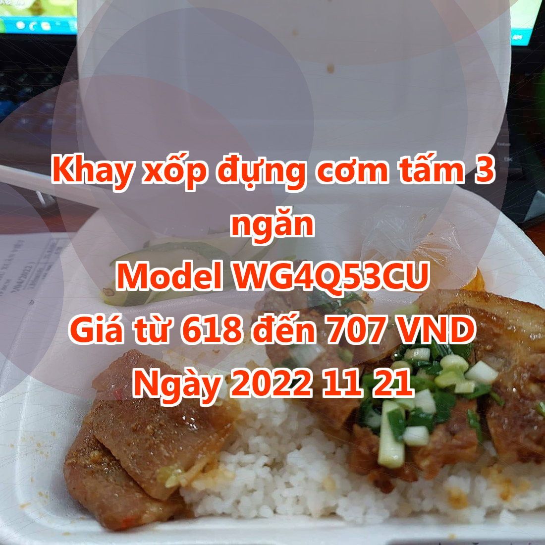 Khay xốp đựng cơm tấm 3 ngăn - Model WG4Q53CU