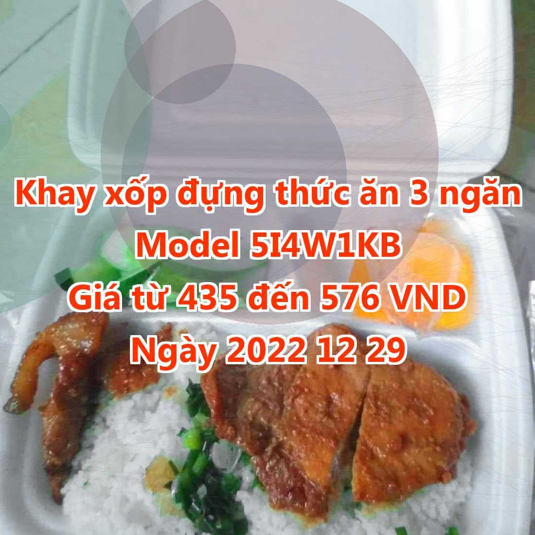 Khay xốp đựng thức ăn 3 ngăn - Model 5I4W1KB