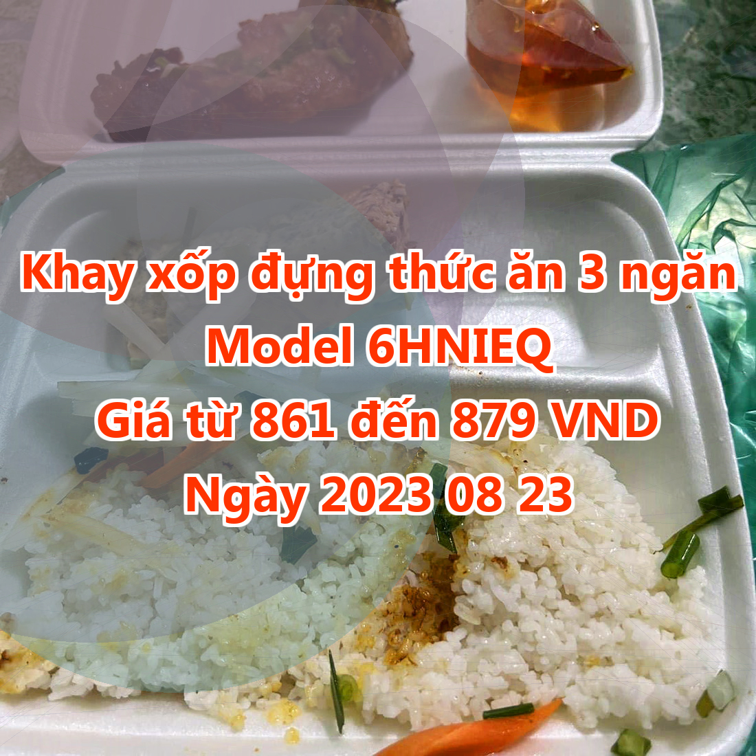 Khay xốp đựng thức ăn 3 ngăn - Model 6HNIEQ