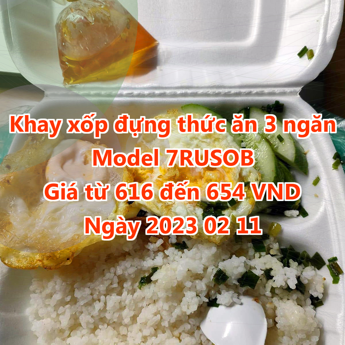 Khay xốp đựng thức ăn 3 ngăn - Model 7RUSOB