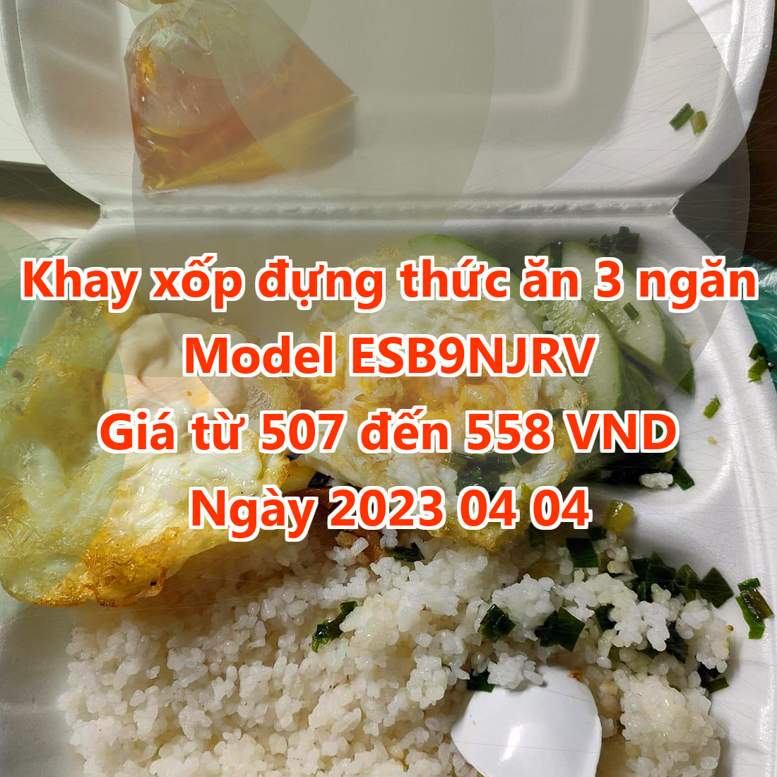 Khay xốp đựng thức ăn 3 ngăn - Model ESB9NJRV