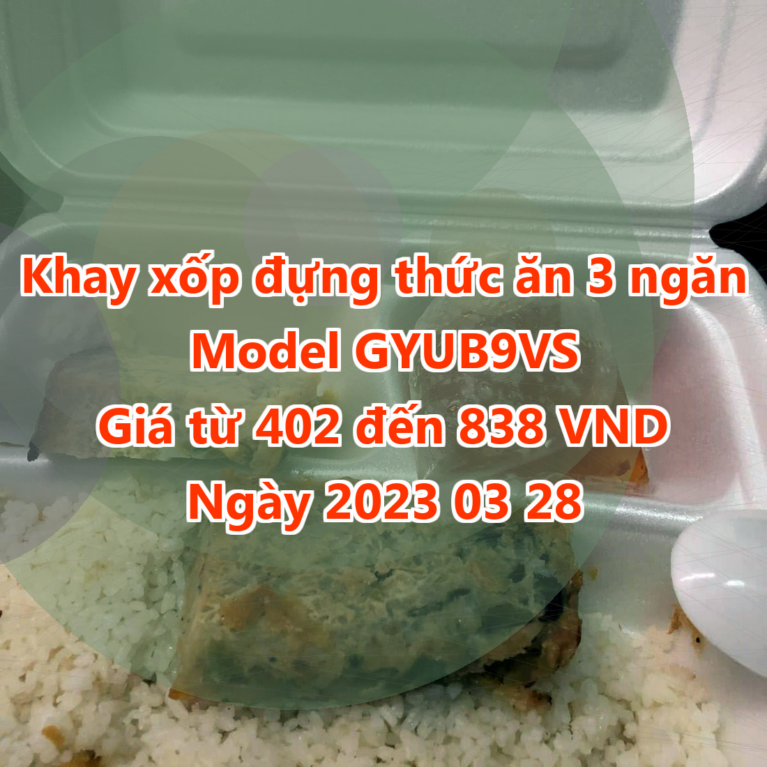 Khay xốp đựng thức ăn 3 ngăn - Model GYUB9VS