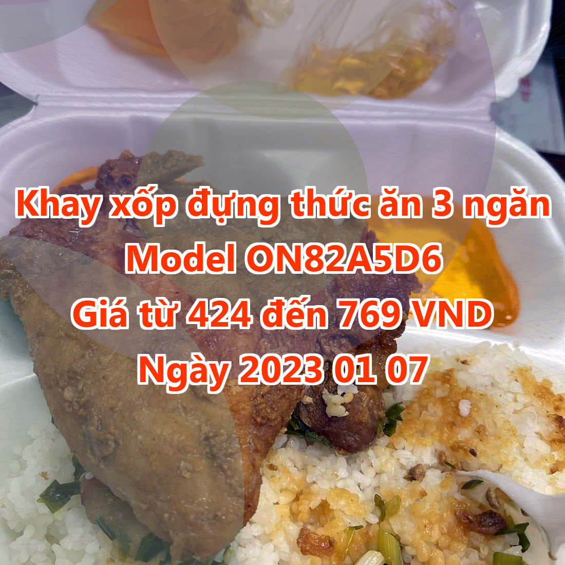 Khay xốp đựng thức ăn 3 ngăn - Model ON82A5D6