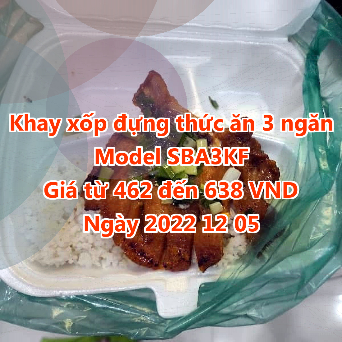 Khay xốp đựng thức ăn 3 ngăn - Model SBA3KF