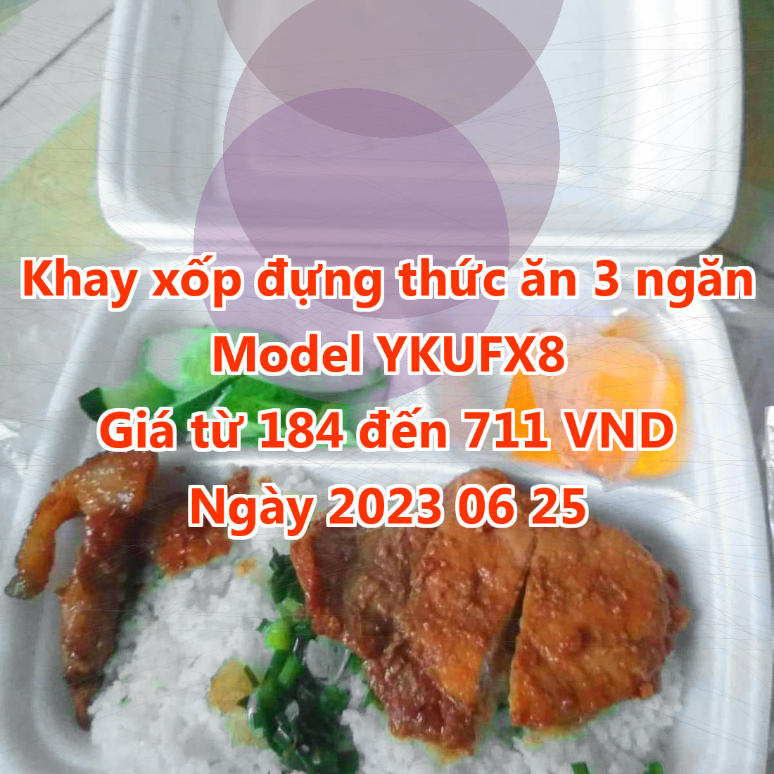 Khay xốp đựng thức ăn 3 ngăn - Model YKUFX8