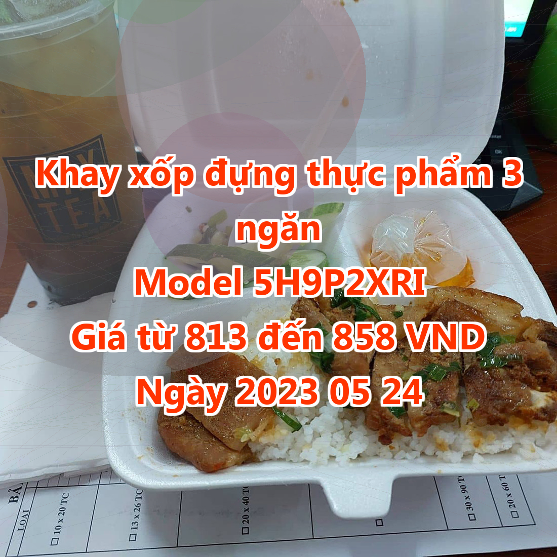 Khay xốp đựng thực phẩm 3 ngăn - Model 5H9P2XRI