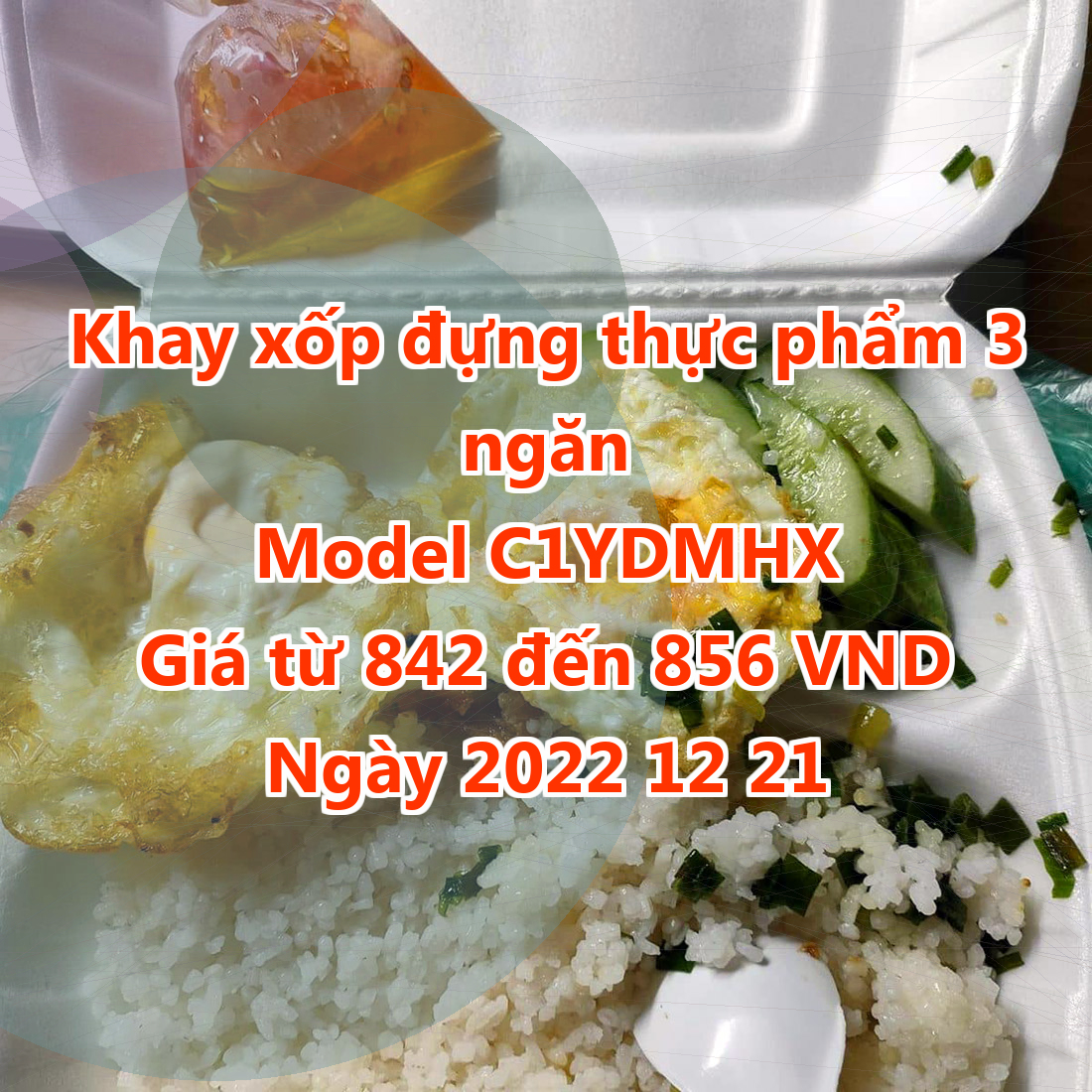 Khay xốp đựng thực phẩm 3 ngăn - Model C1YDMHX