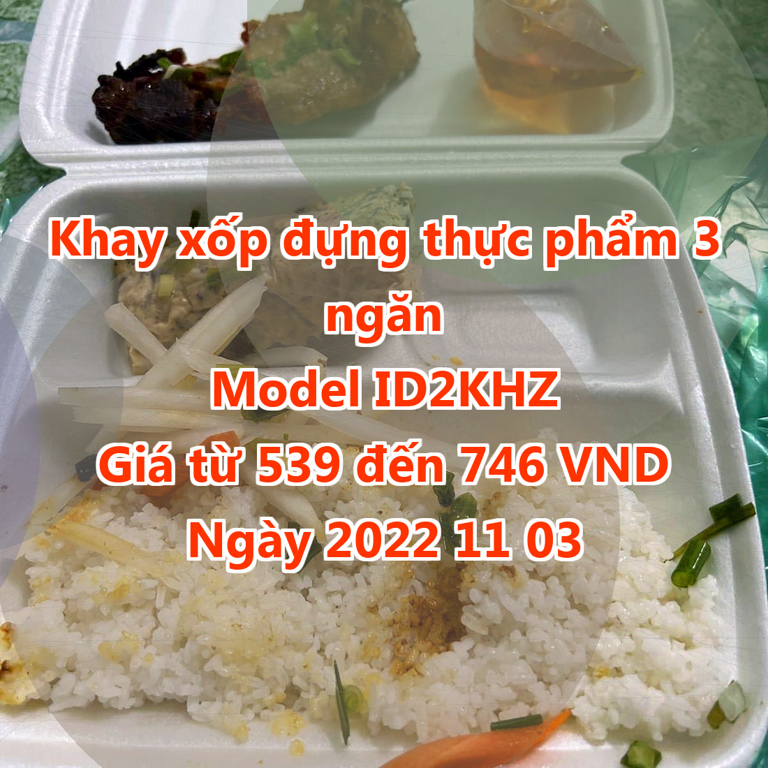 Khay xốp đựng thực phẩm 3 ngăn - Model ID2KHZ