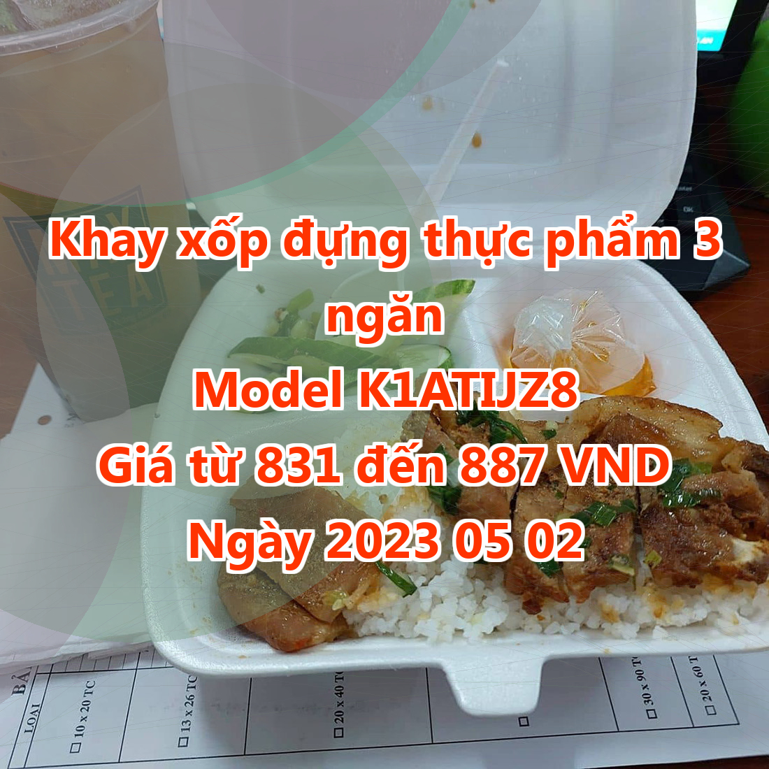 Khay xốp đựng thực phẩm 3 ngăn - Model K1ATIJZ8 - Giá 831 VND