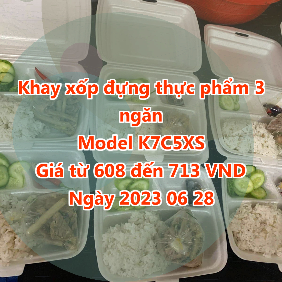 Khay xốp đựng thực phẩm 3 ngăn - Model K7C5XS