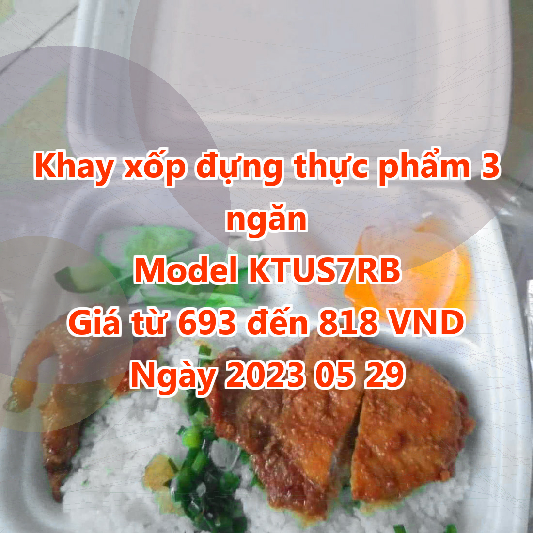 Khay xốp đựng thực phẩm 3 ngăn - Model KTUS7RB - Màu Deep Sky Blue