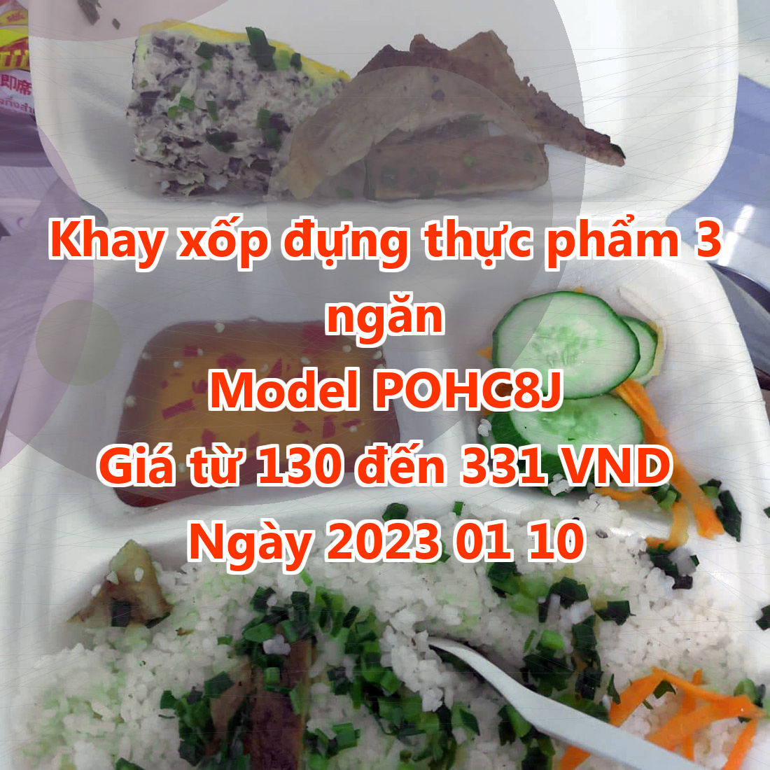 Khay xốp đựng thực phẩm 3 ngăn - Model POHC8J